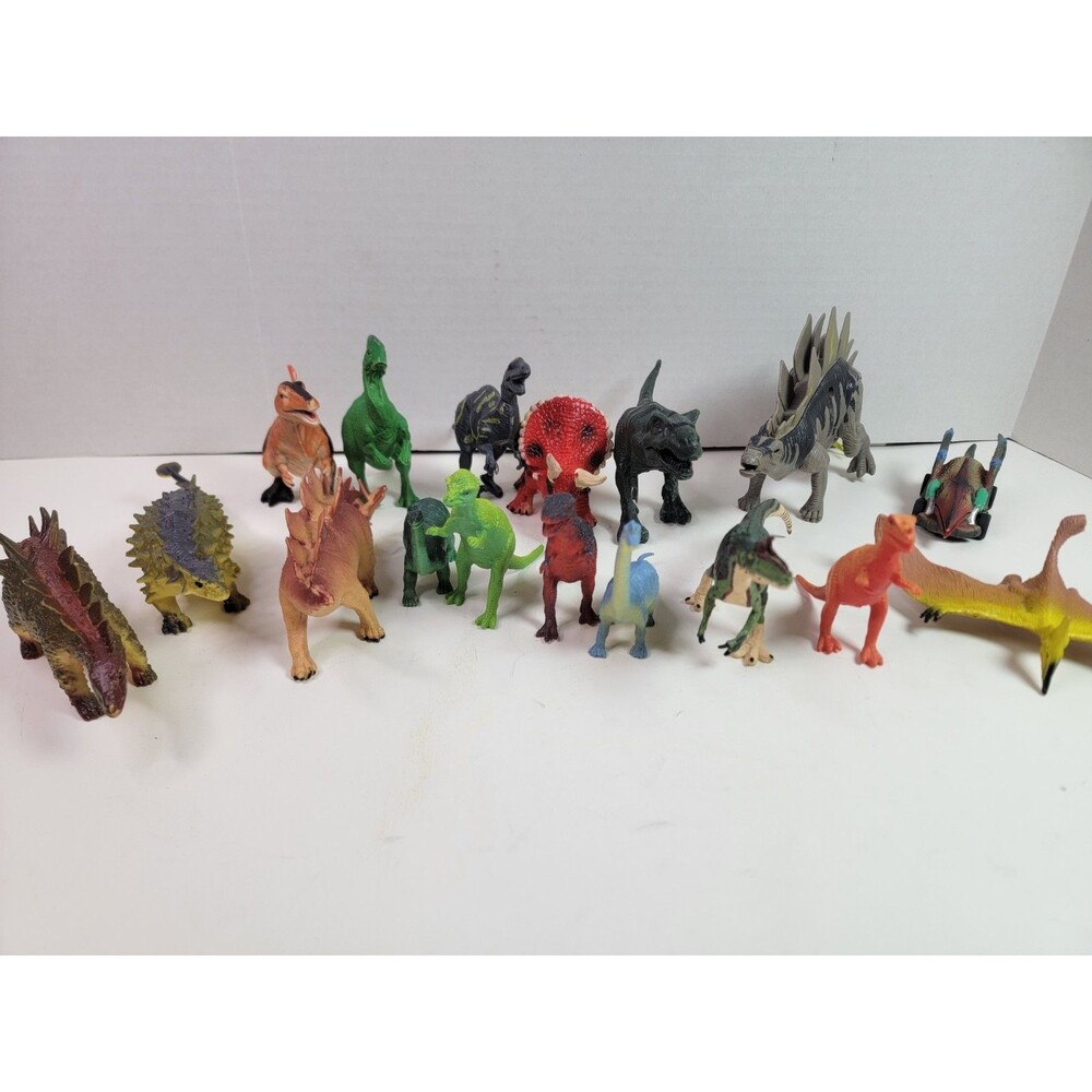 Mixed Dinosaur Toy Figure Lot 16+ T-Rex Triceratops Stegosaurus Pterodacty